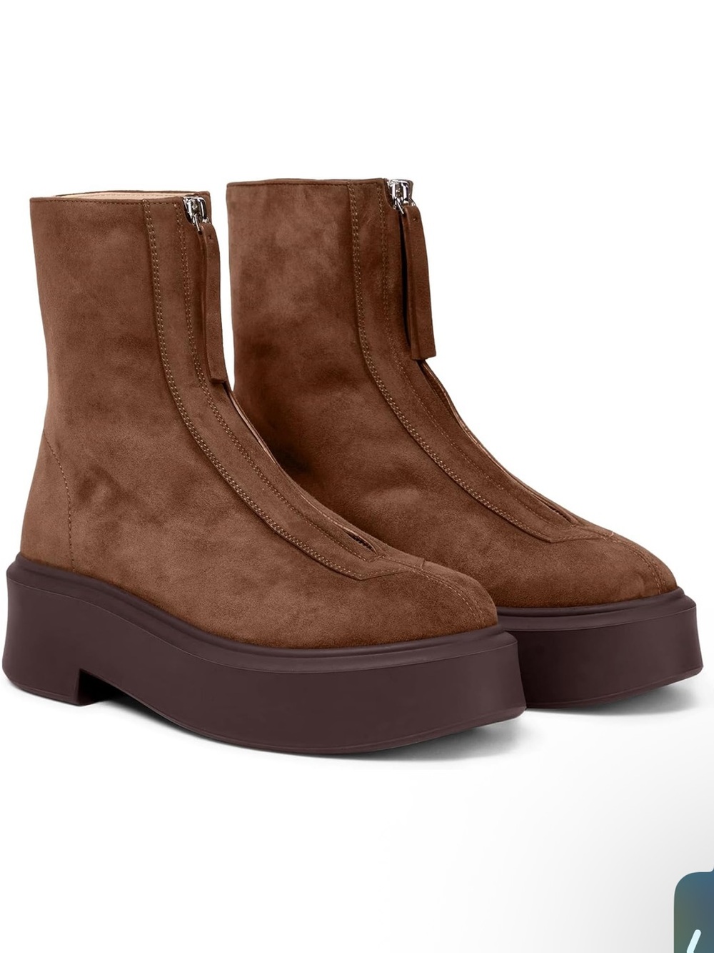 Coutgo Brown Suede Platform Ankle Boots - Unbranded